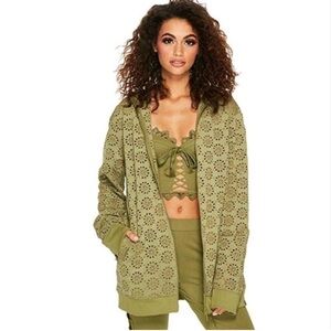 Puma by Fenty Rihanna Olive Green Zip Up Jacket Sz XS Small oversized